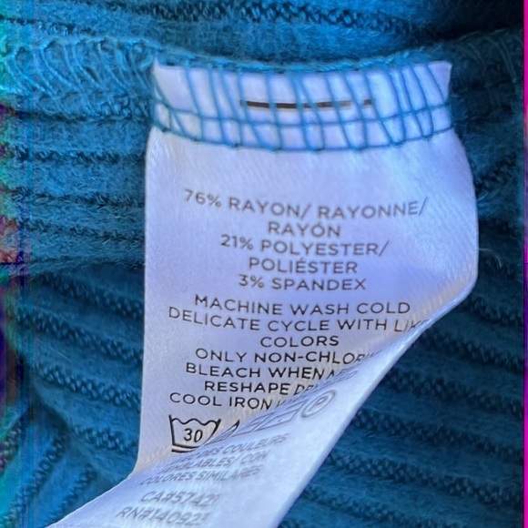 💚LOFT Green Teal Cowl Neck Turtleneck Tunic Sweater Size S - Picture 7 of 8